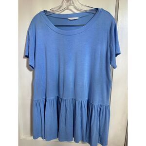 Blue Ruffled Sleeve Top by Entro‎ Versatile Summer Blouse